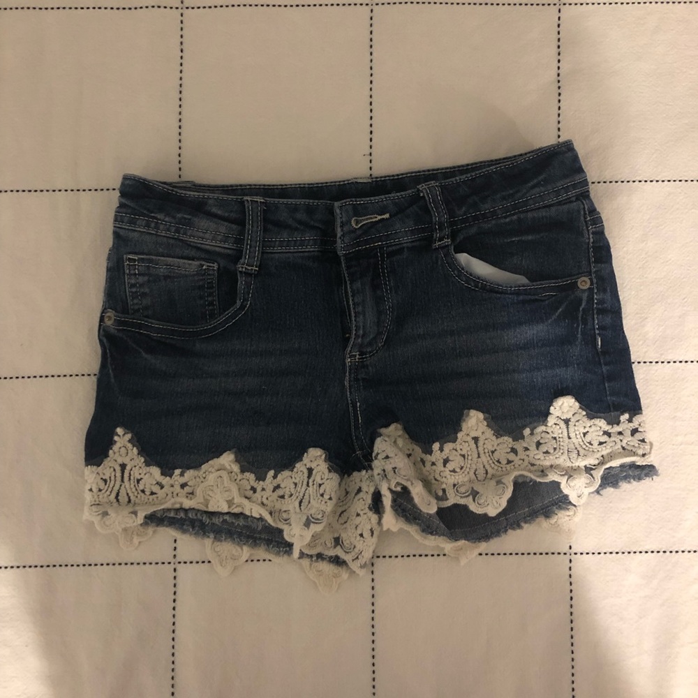 Lace denim shorts for kids